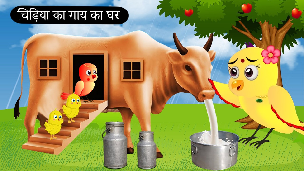 🐦 बारिश में चिड़िया का गाय वाला घर 🐄🌧️ Rano Chidiya Ki Kahani